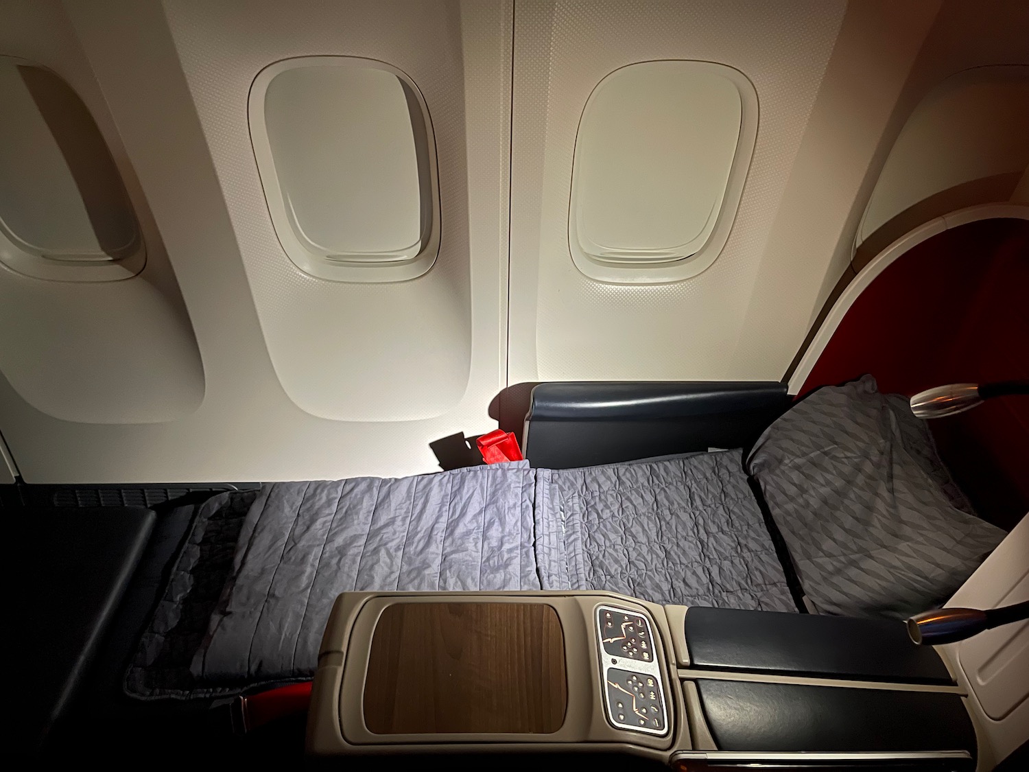 a bed in an airplane