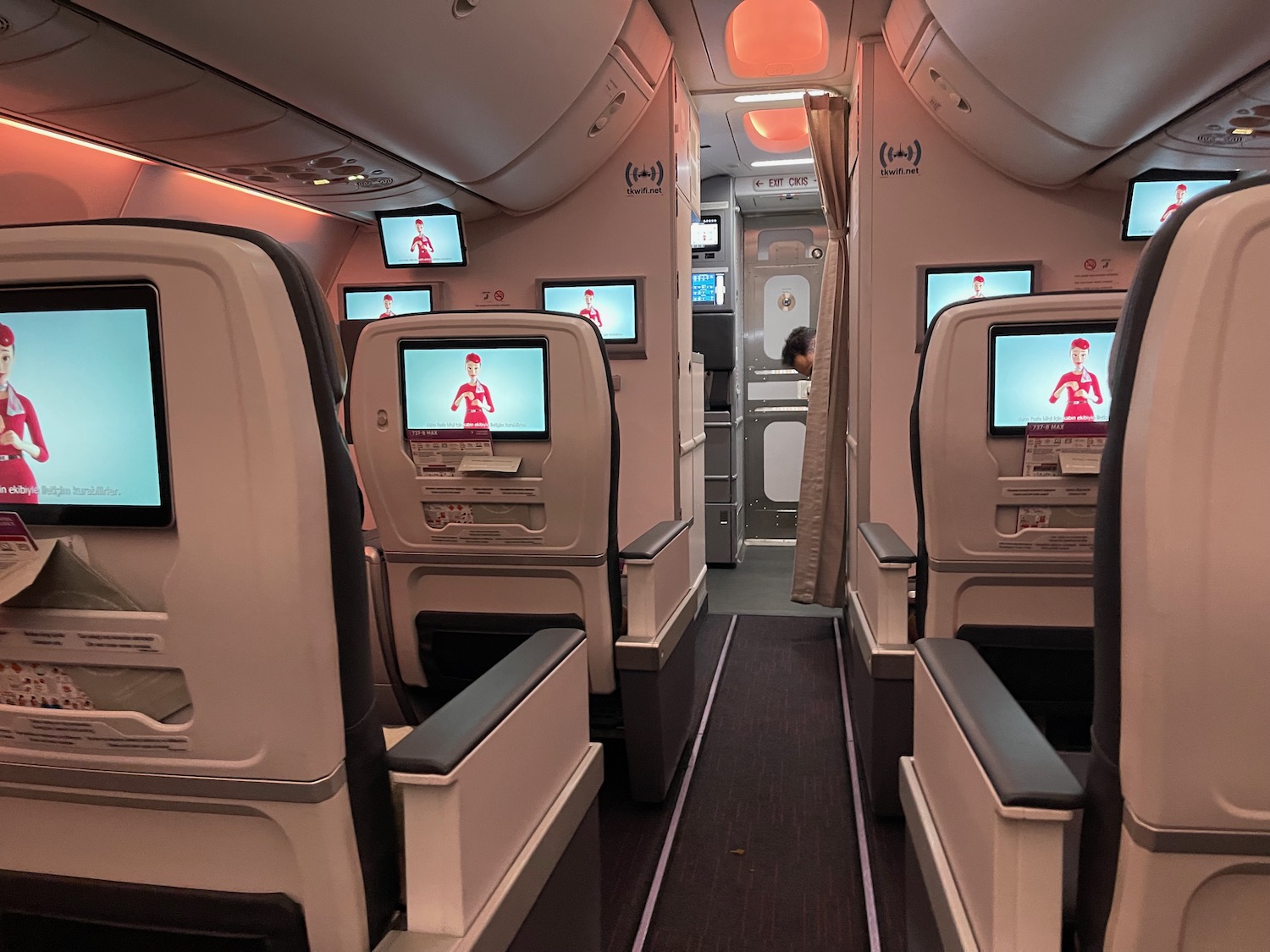 a plane with a television screen