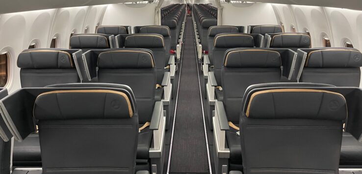 a row of seats in an airplane