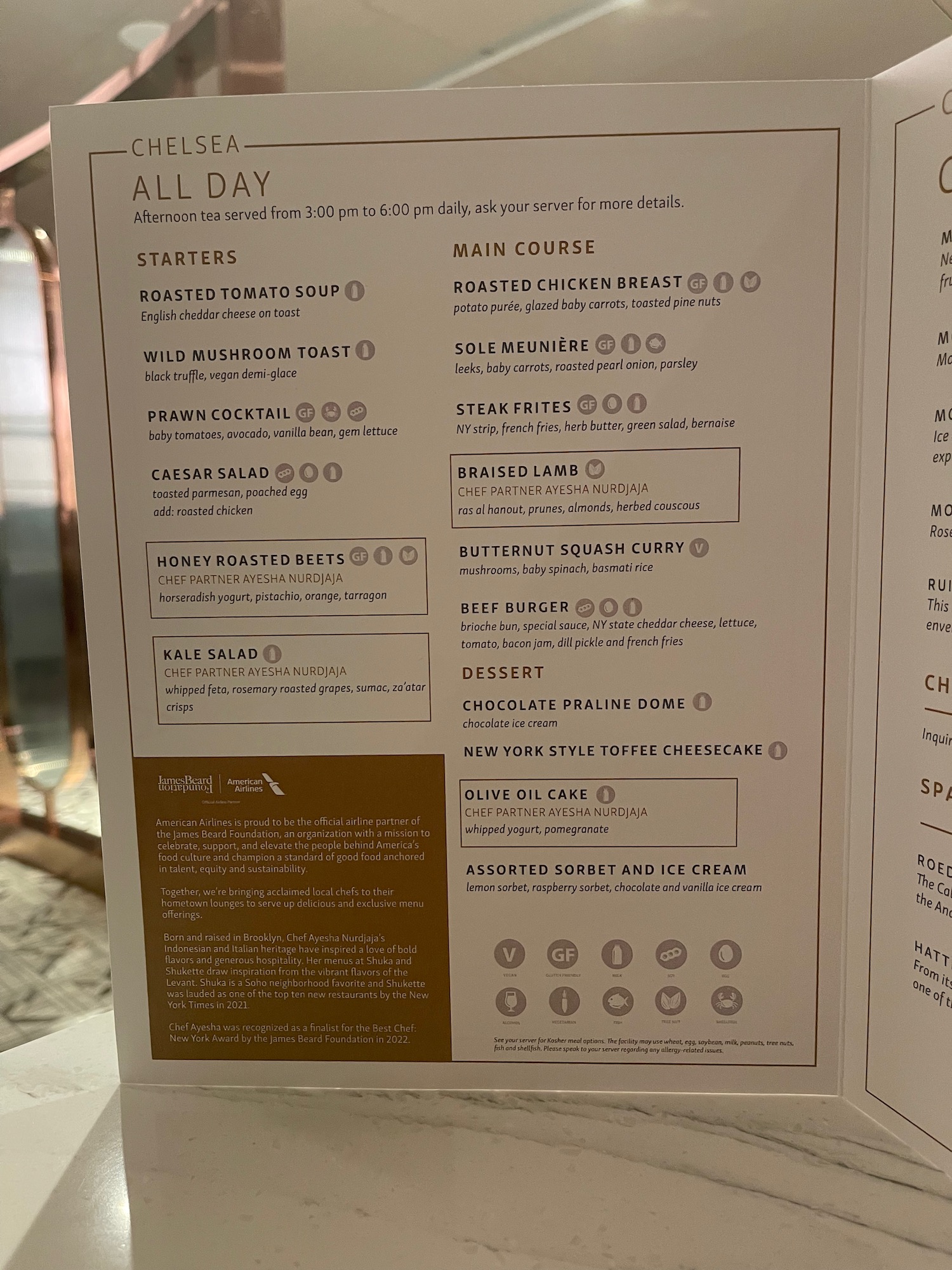 a menu of a restaurant