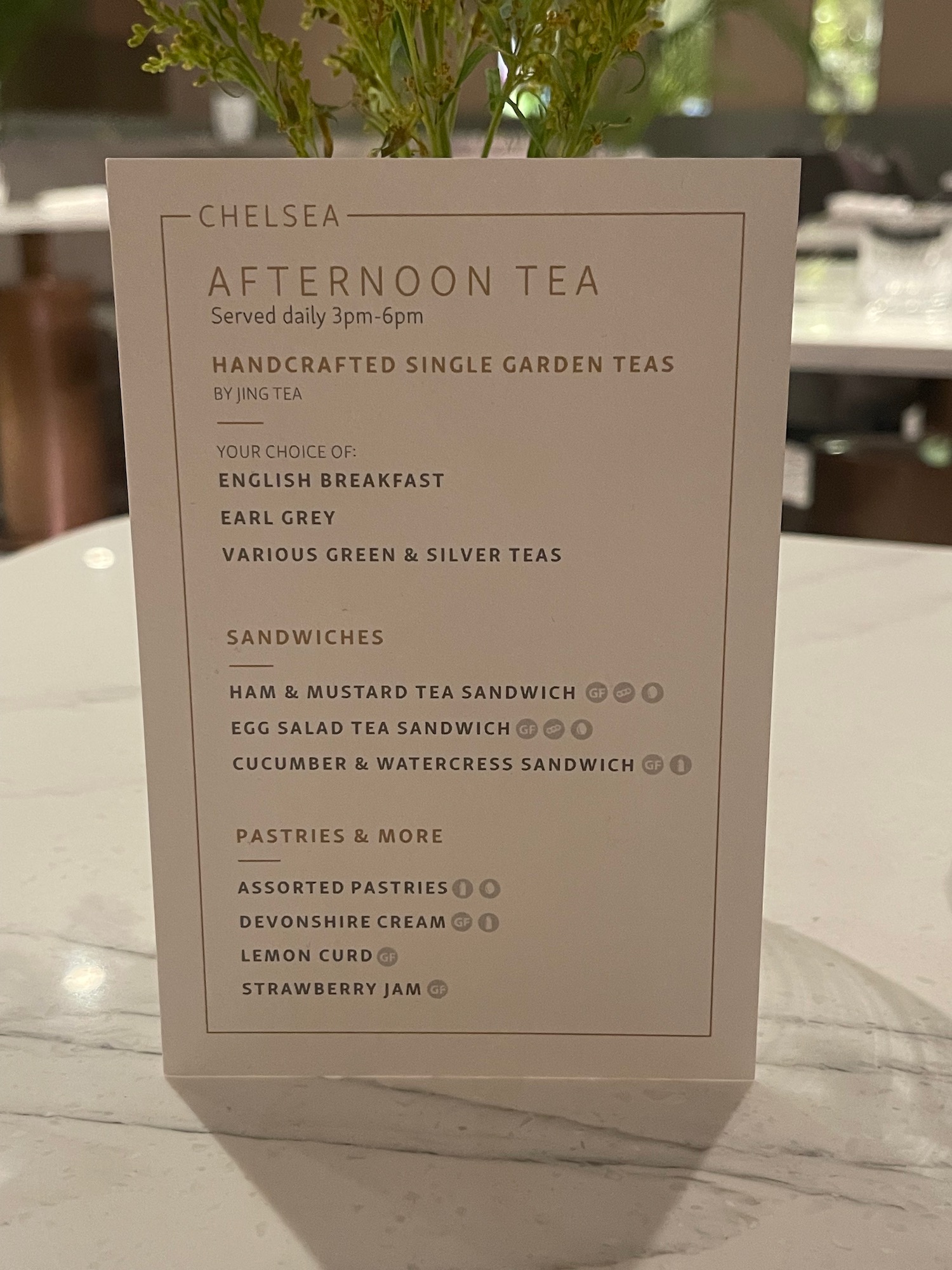 a menu on a table