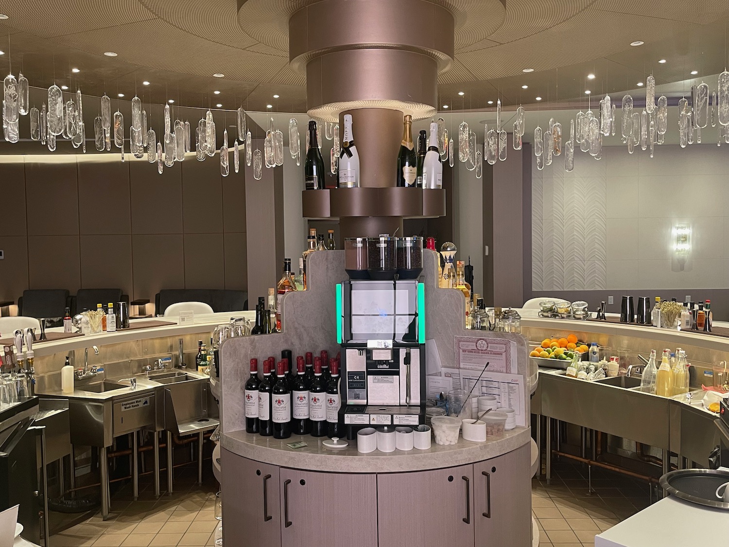 a bar with bottles of wine