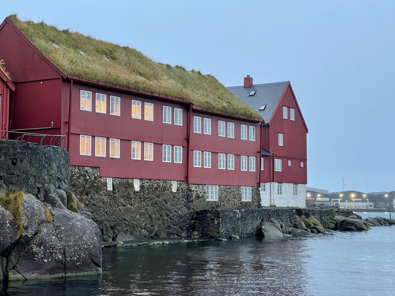 a building with grass on the roof