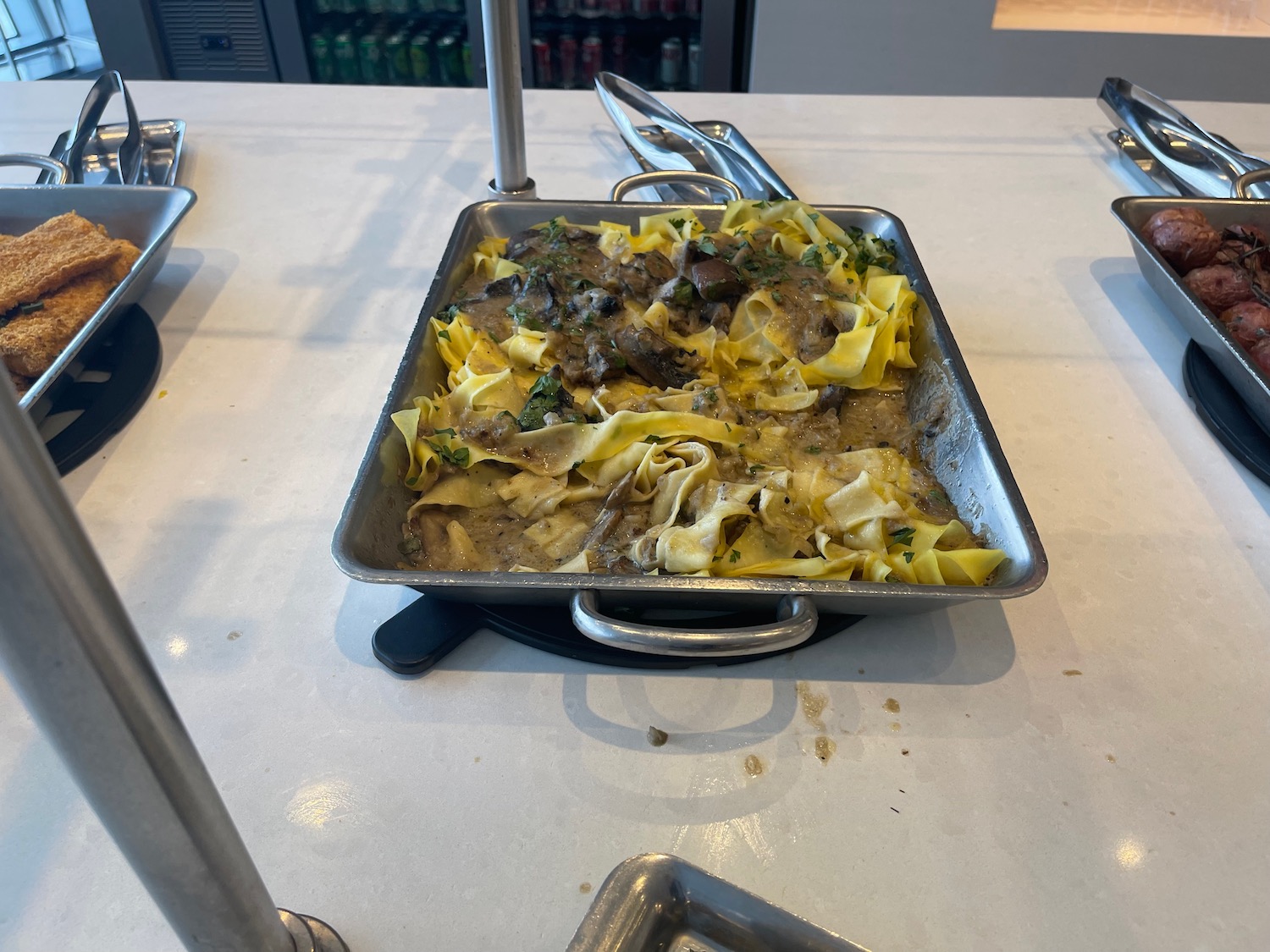 a pan of pasta on a table