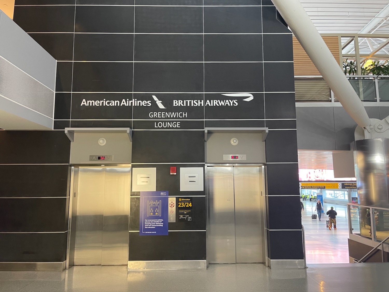 an elevator doors in an airport