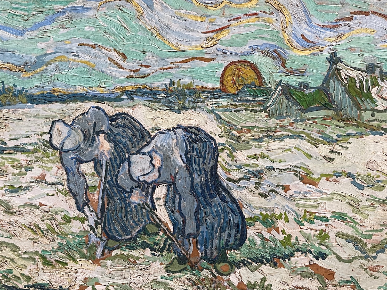 a painting of two women in a field