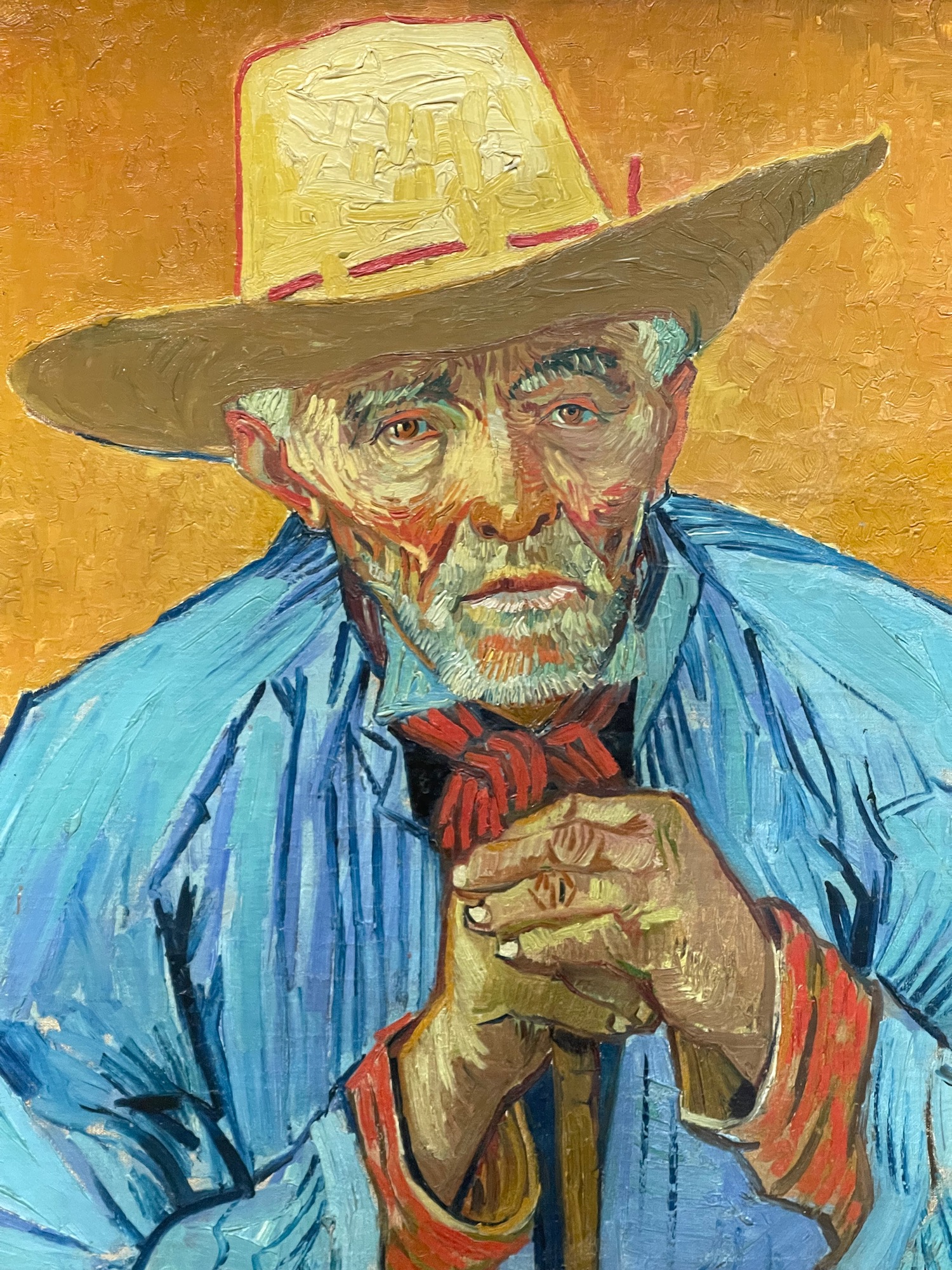 a painting of a man wearing a hat