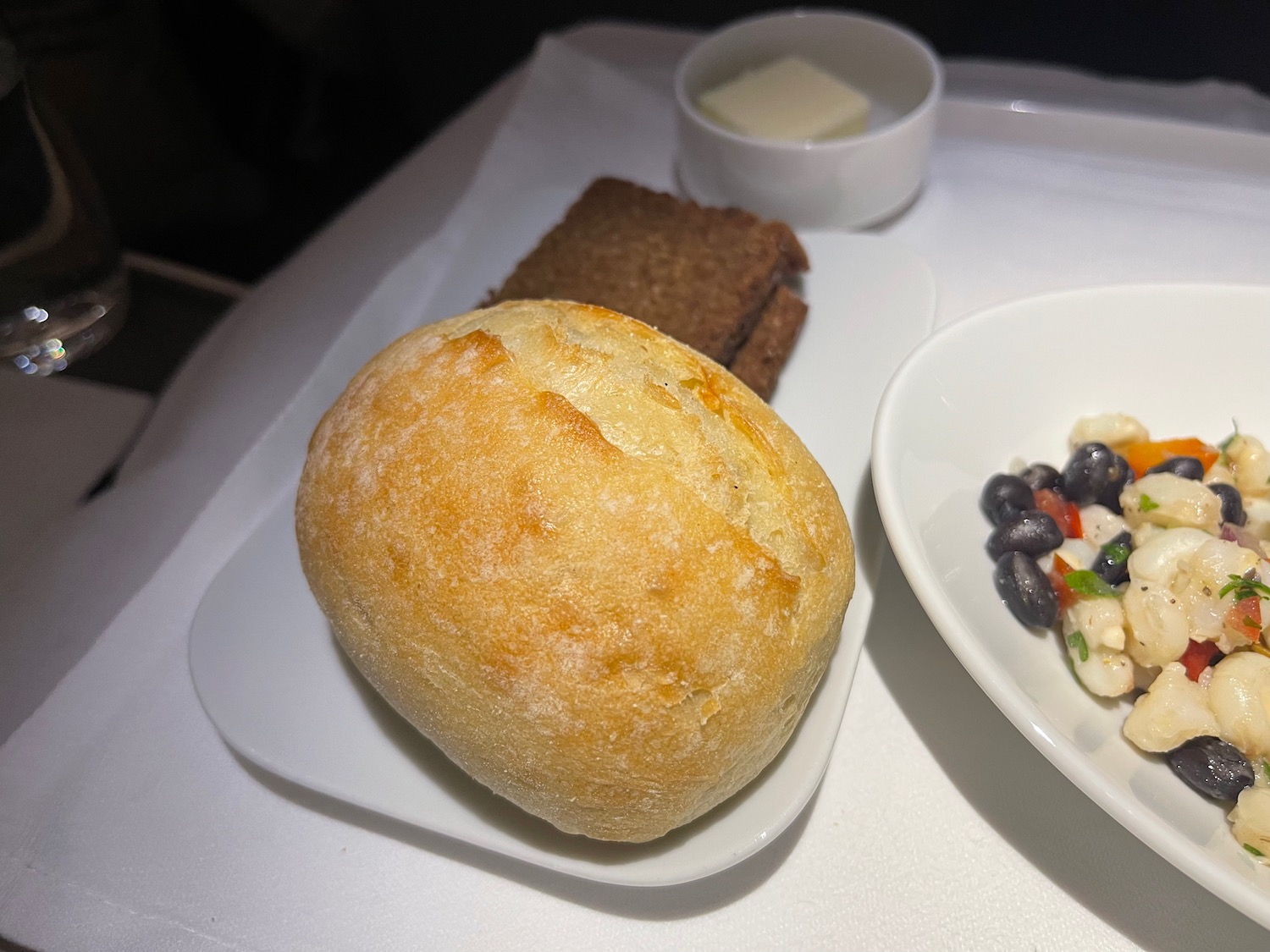 a plate of food on a tray