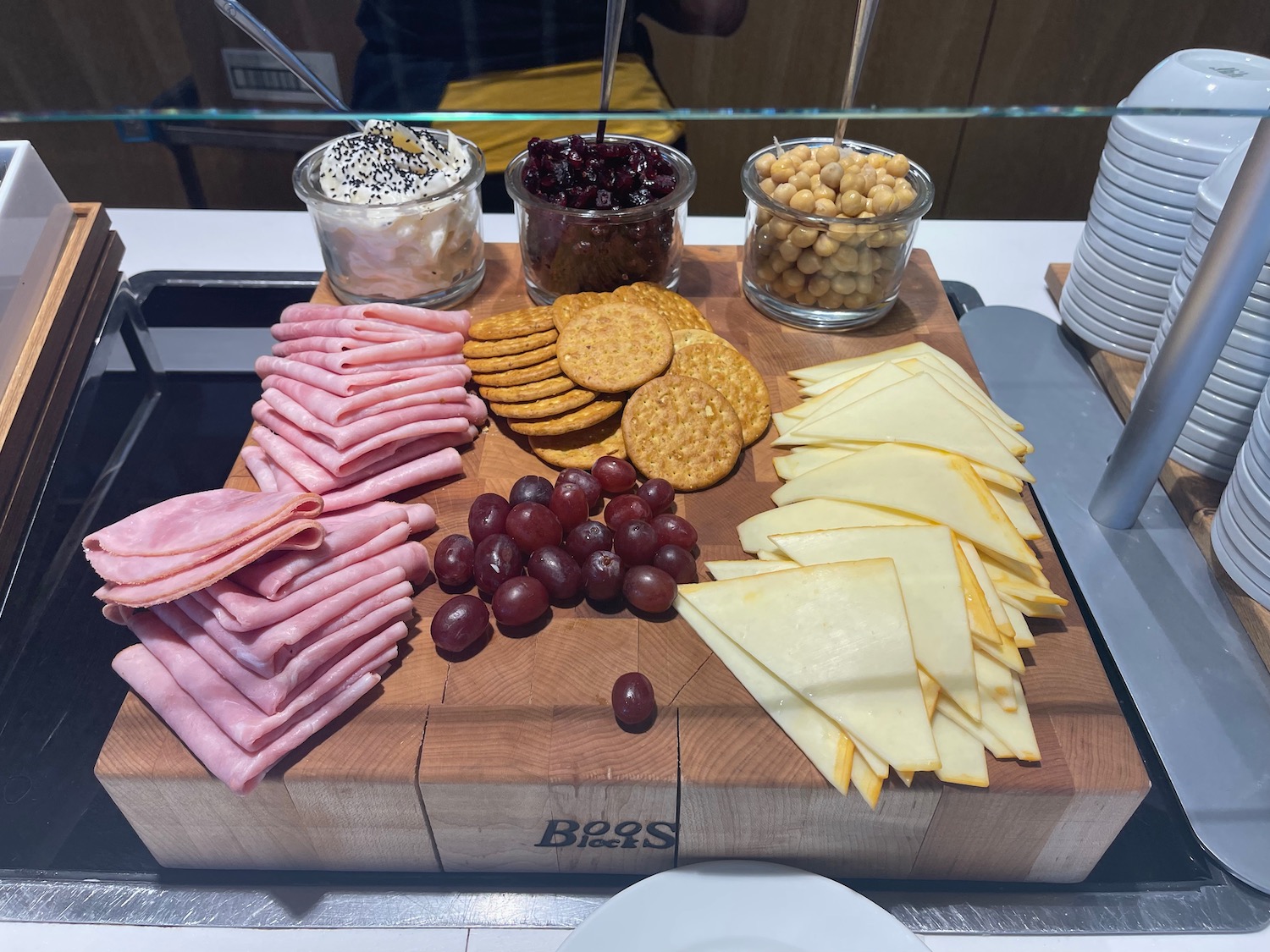 a board with different types of food on it