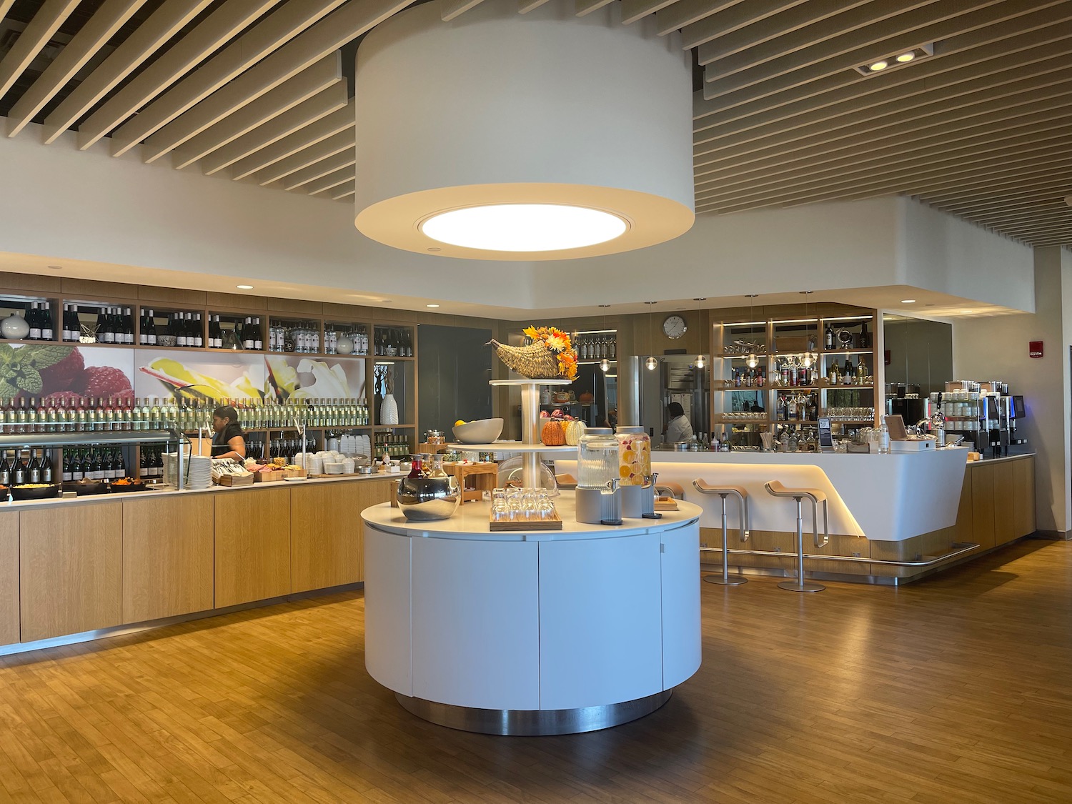 a restaurant with a large round table