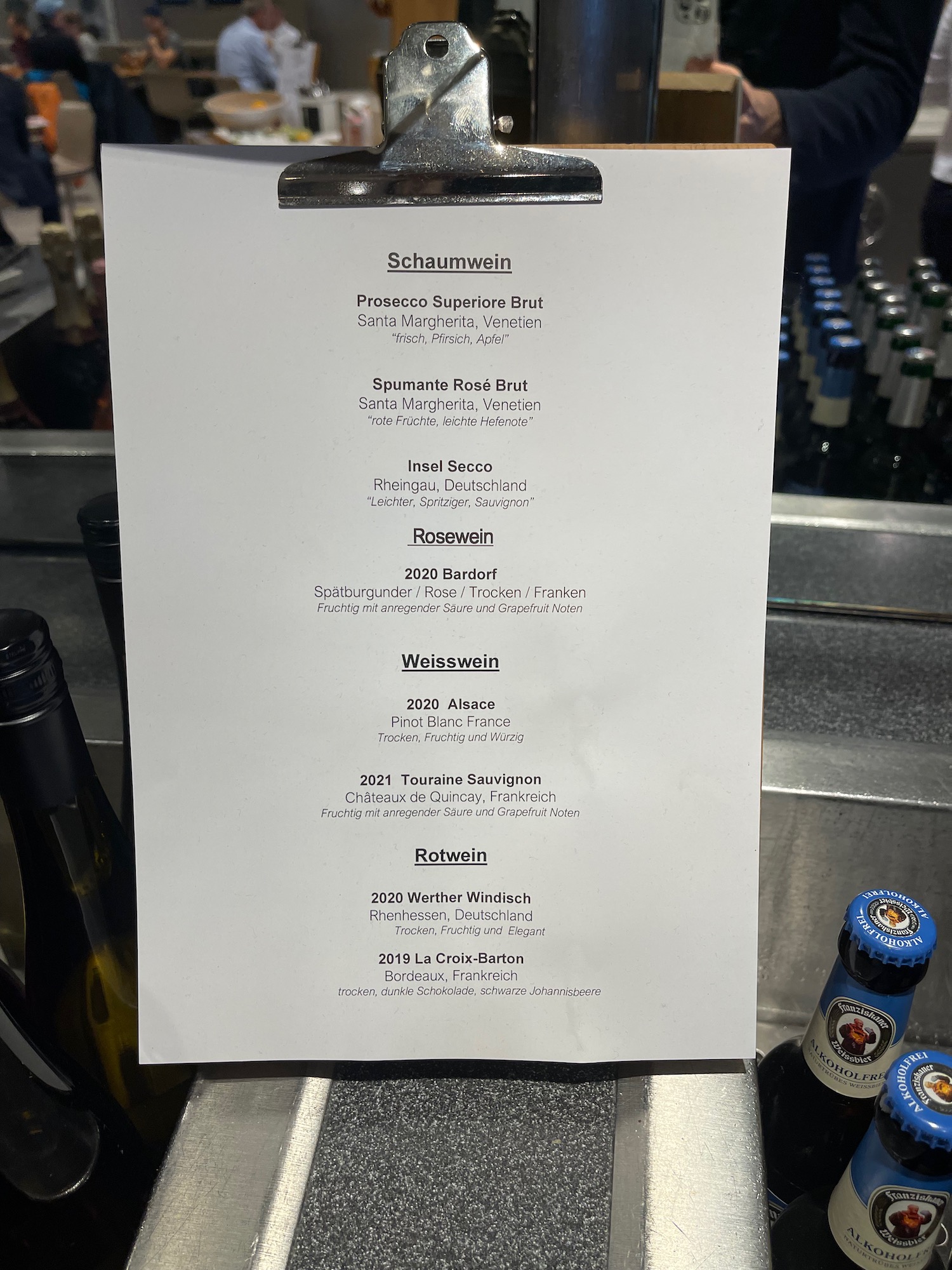 a menu on a clipboard