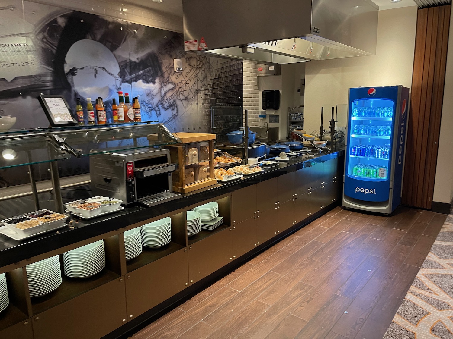 a kitchen with food on the counter