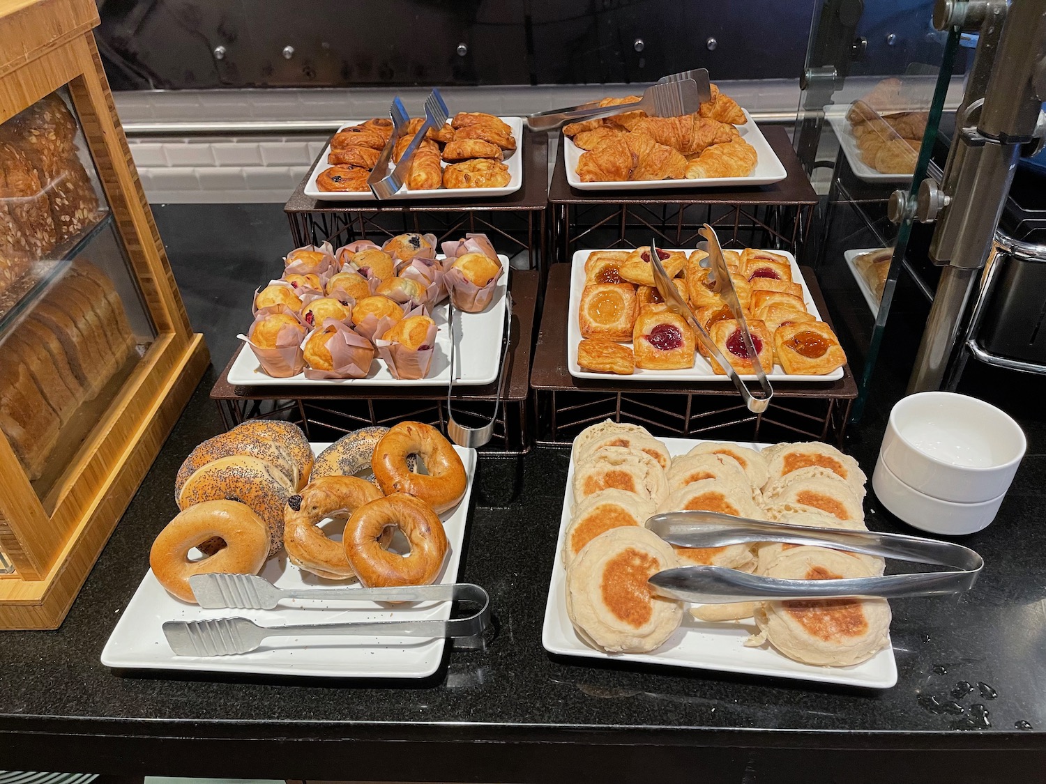 a trays of pastries and pastries on a counter