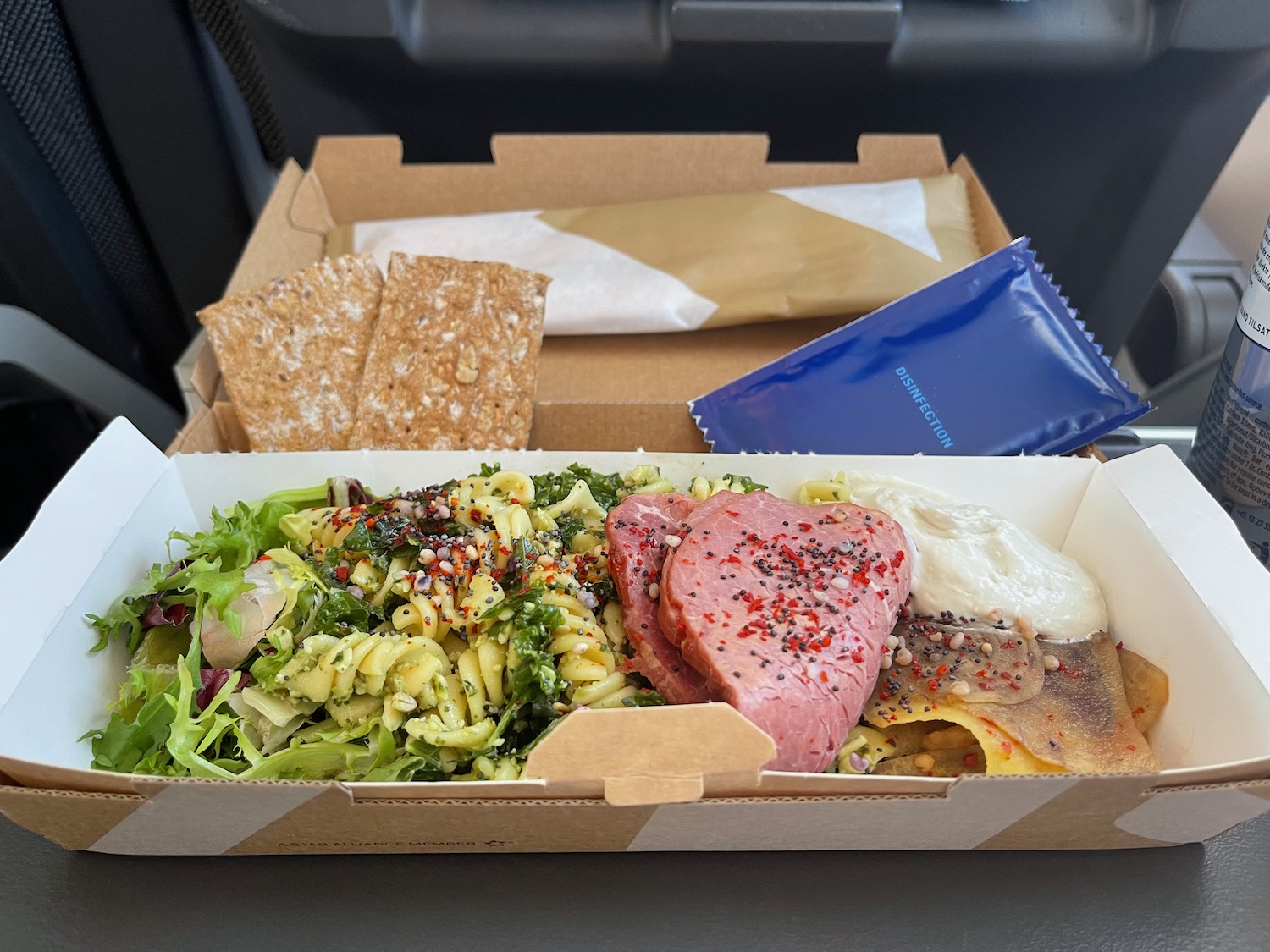 a box of food in a car