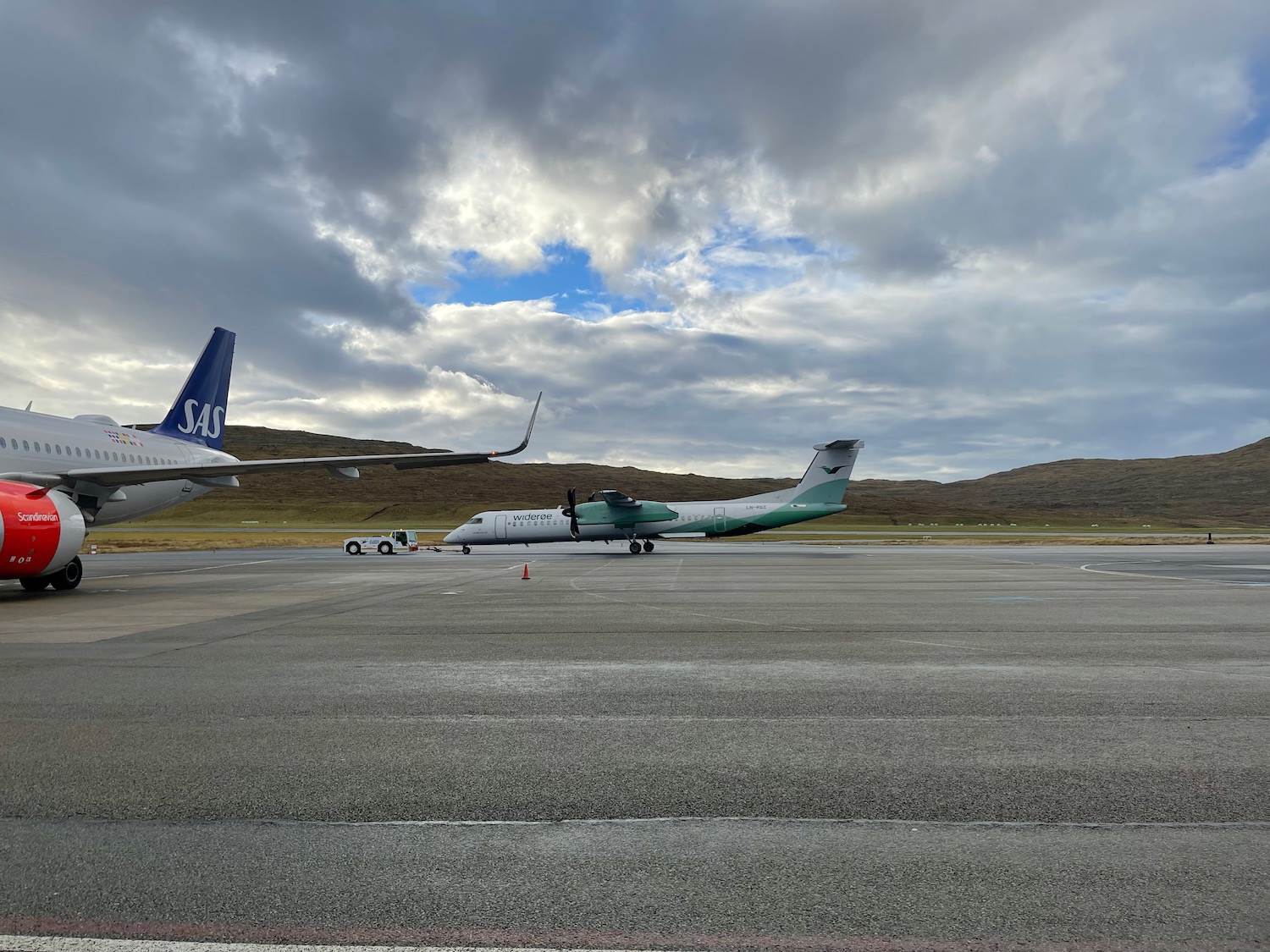 a plane on the runway