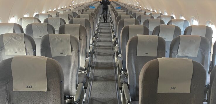 a row of seats in an airplane