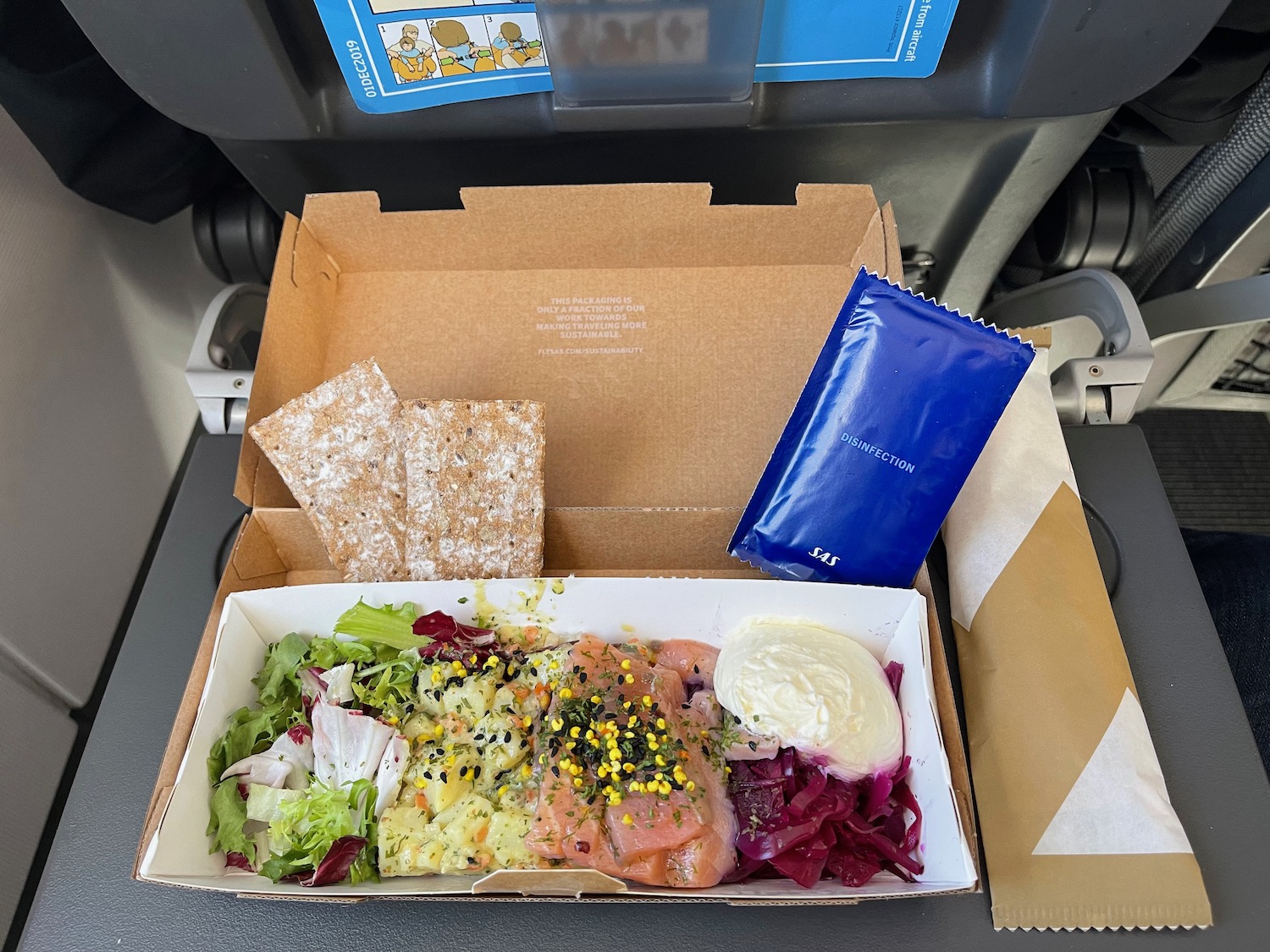 a box of food in a plane