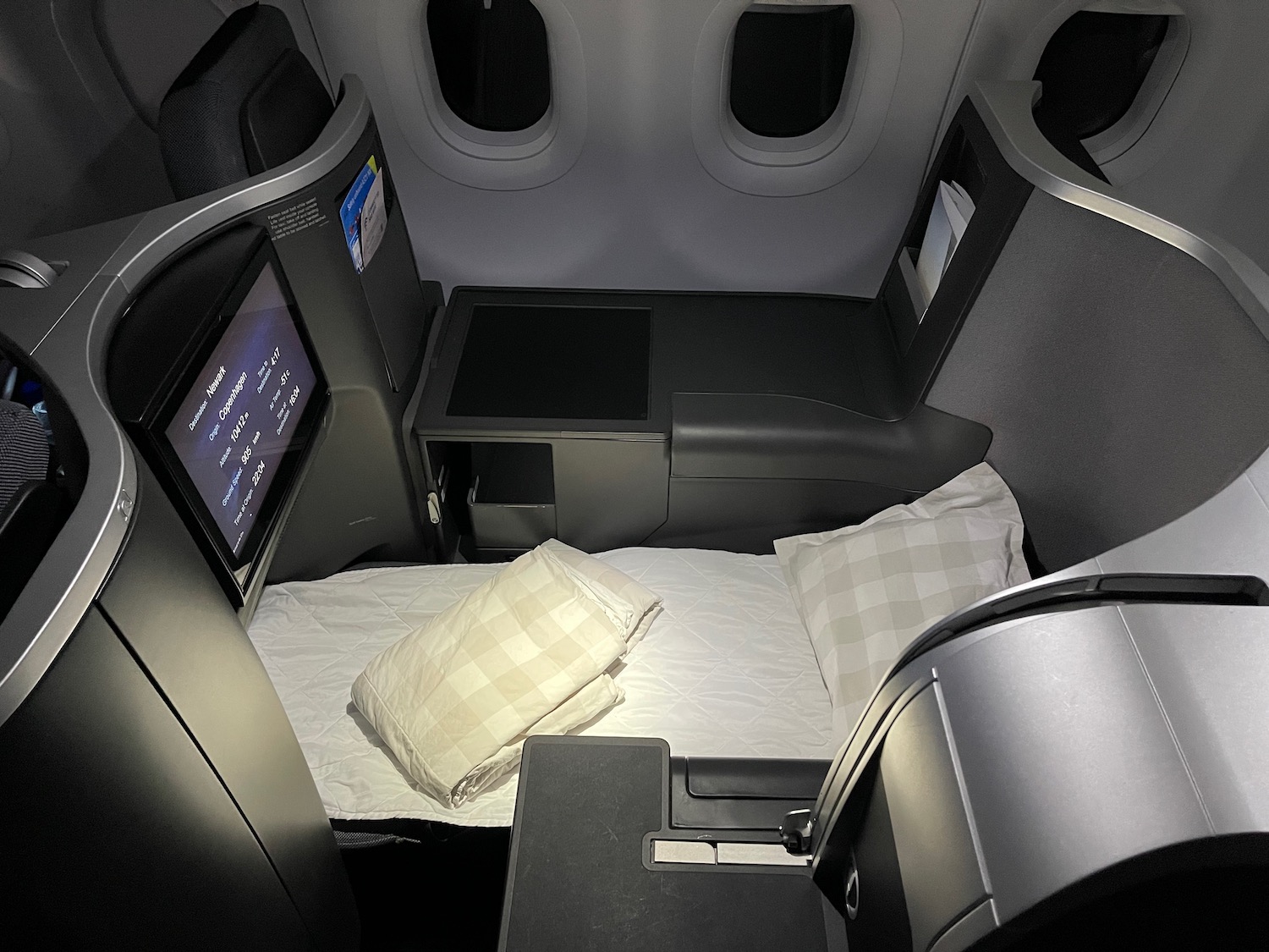 a bed in an airplane