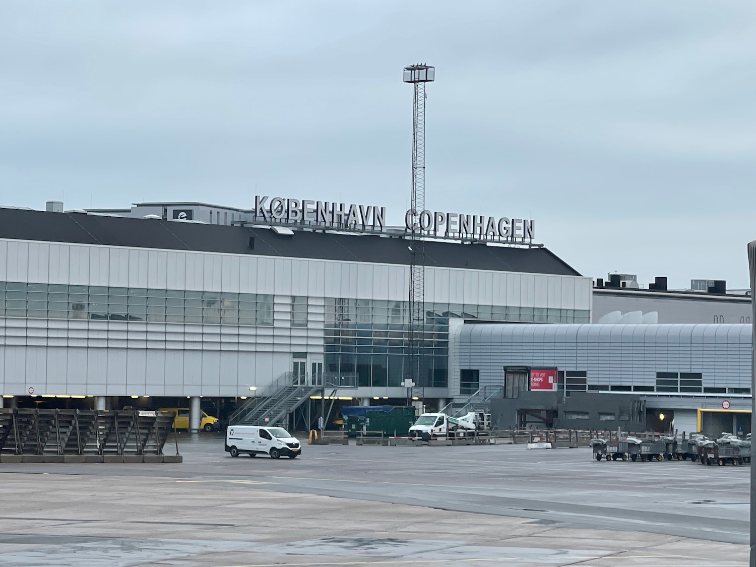 a large building with a sign on it