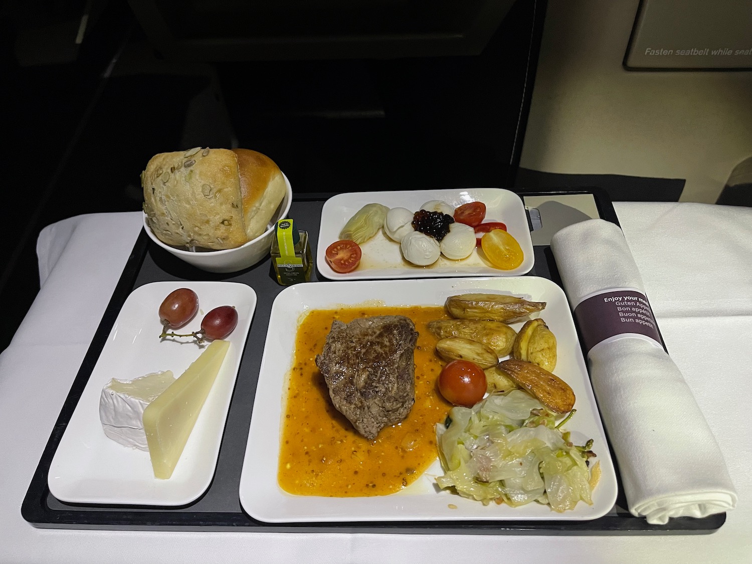 a tray of food on a table