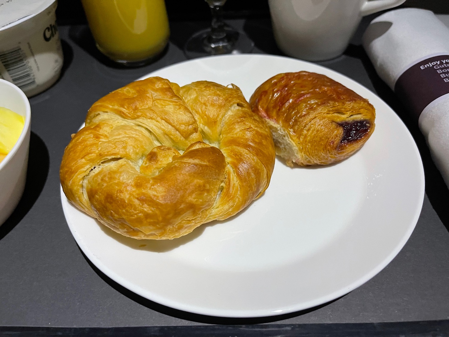 a plate of pastries on a table