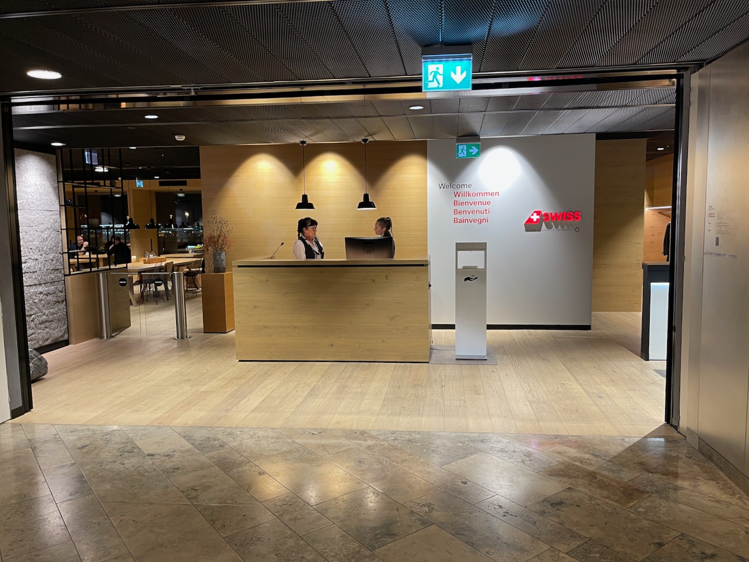 a woman at a reception desk