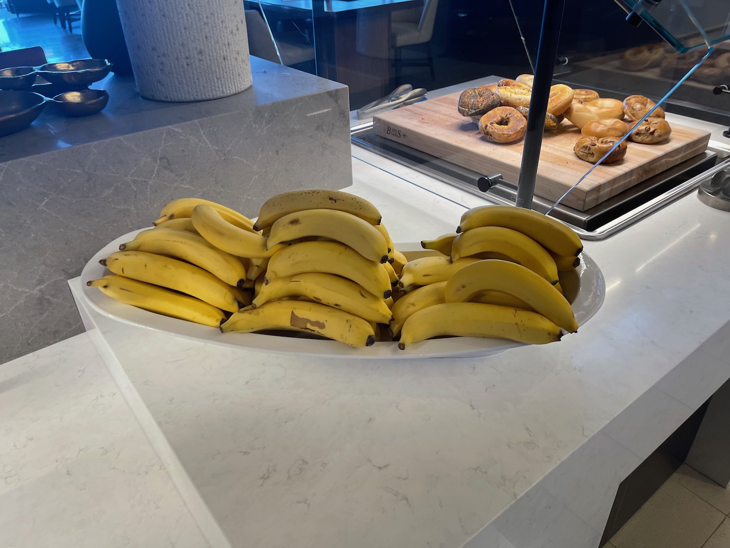 a bowl of bananas on a counter