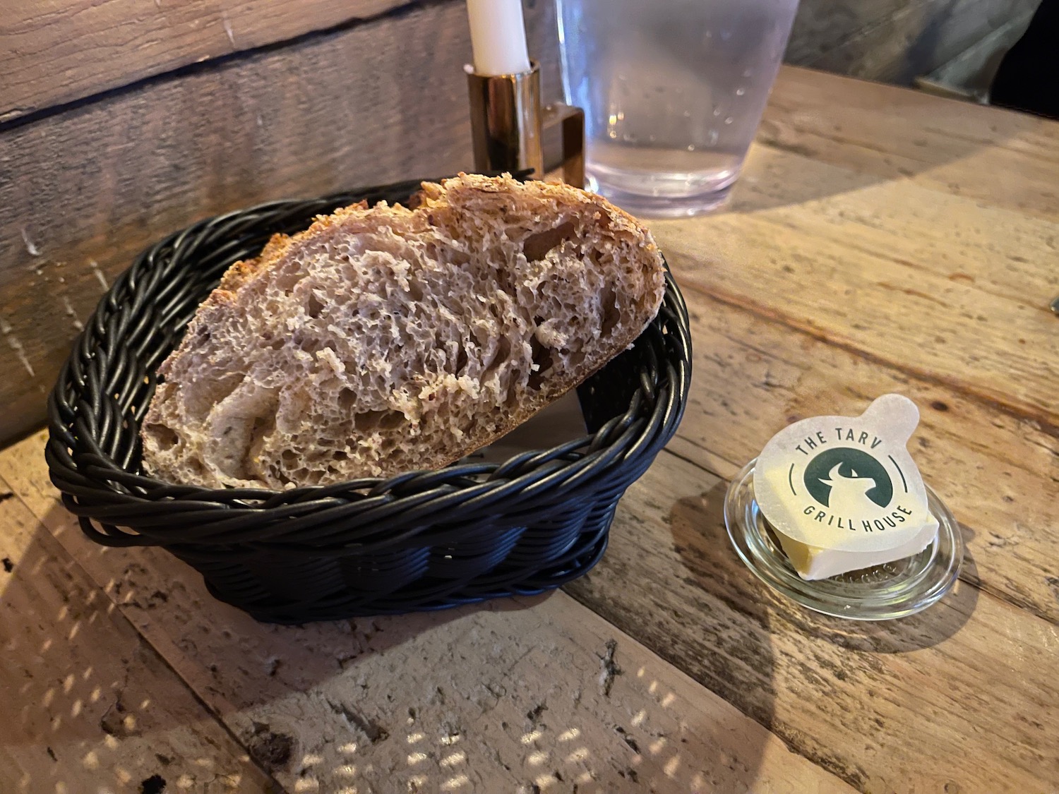 a piece of bread in a basket