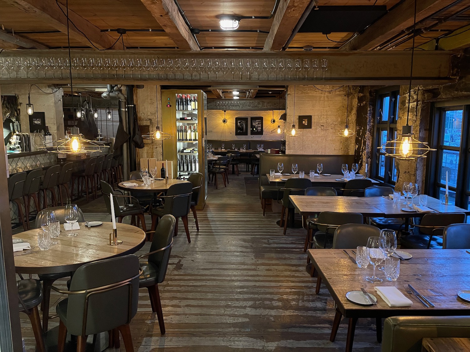 a room with tables and chairs