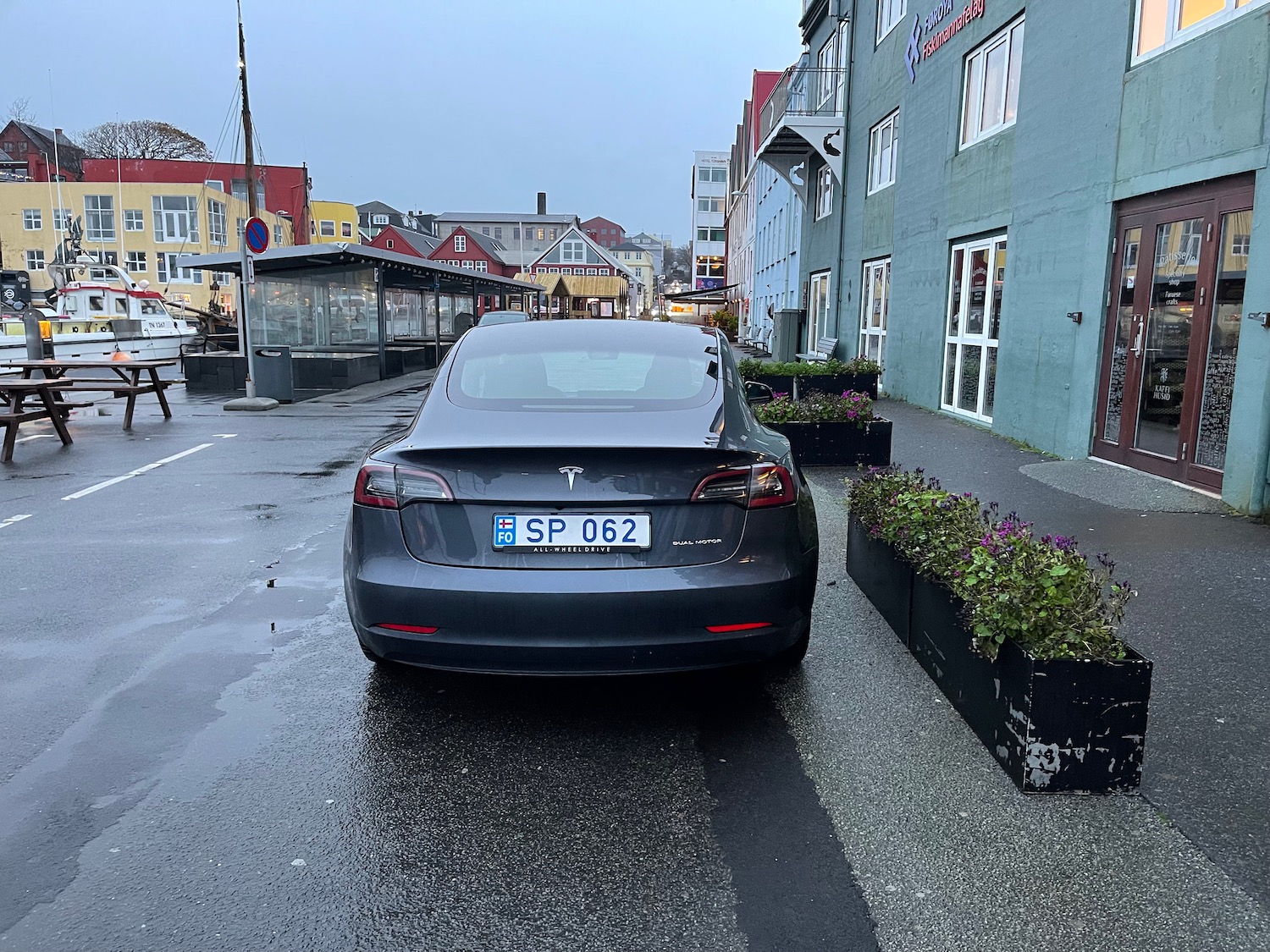 a car parked on a street