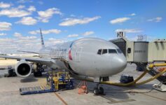 an airplane parked at an airport