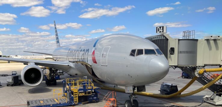 an airplane parked at an airport