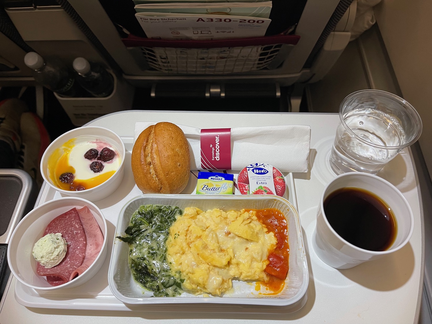 a tray of food and drinks on a tray