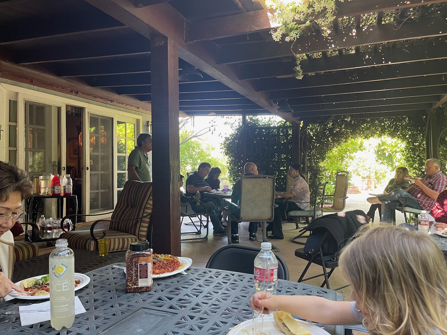 a group of people sitting around a table