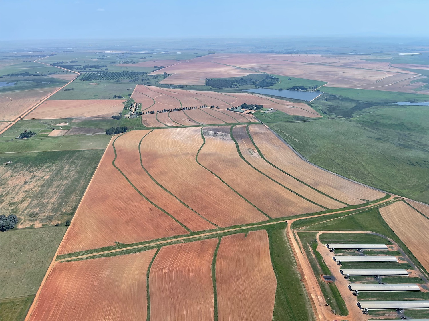 an aerial view of a farm