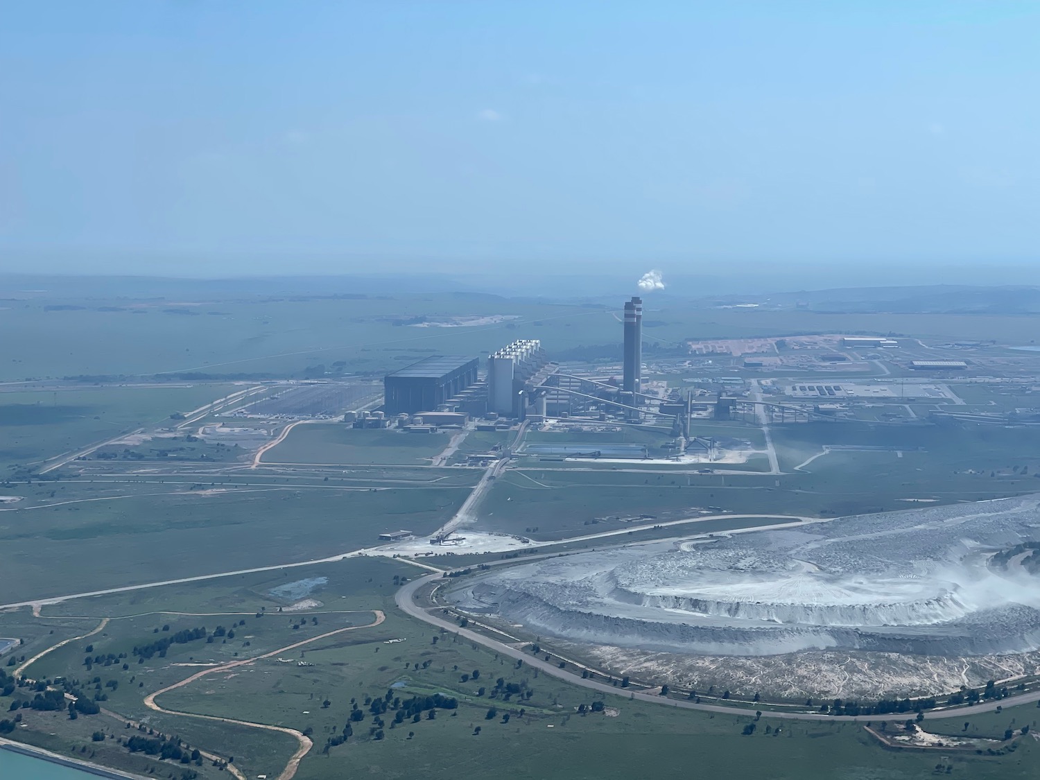 an aerial view of a factory