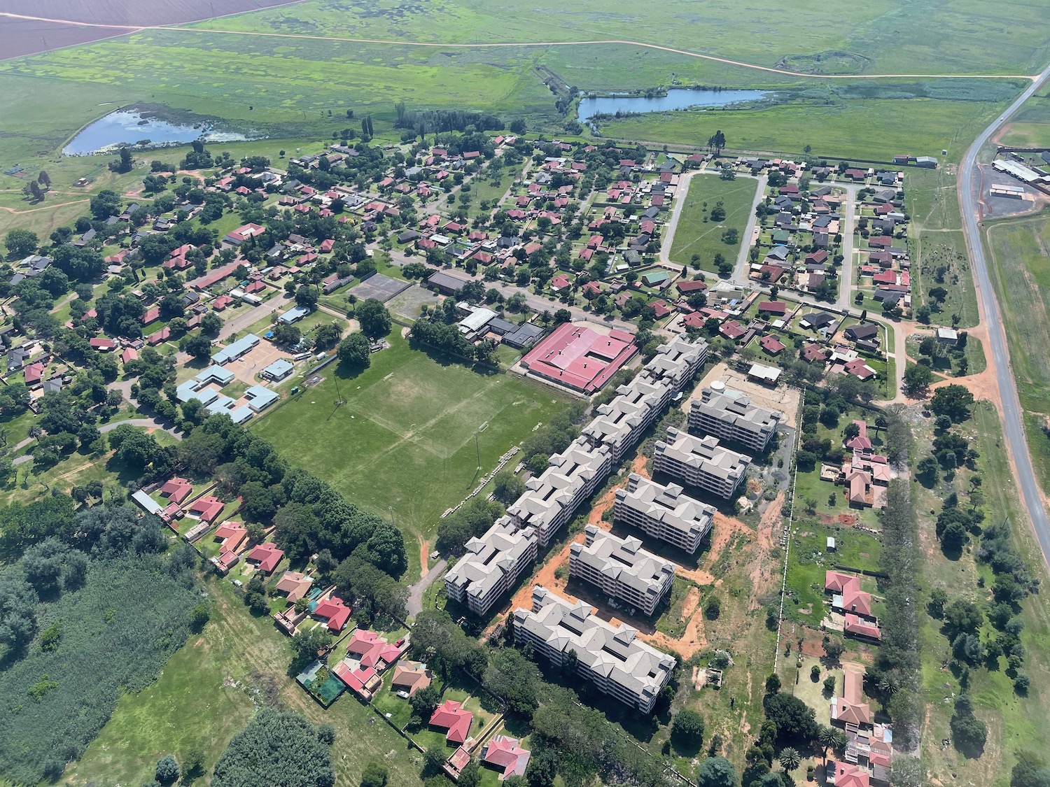 an aerial view of a town