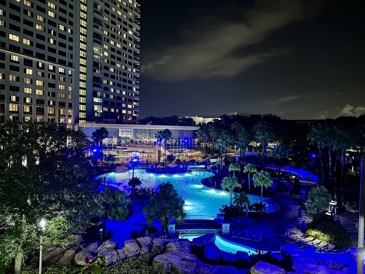 Hyatt Regency Orlando pool at night