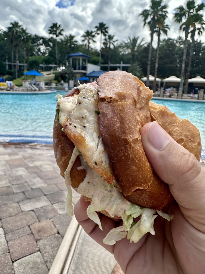 Hyatt Regency Orlando poolside fish sandwich