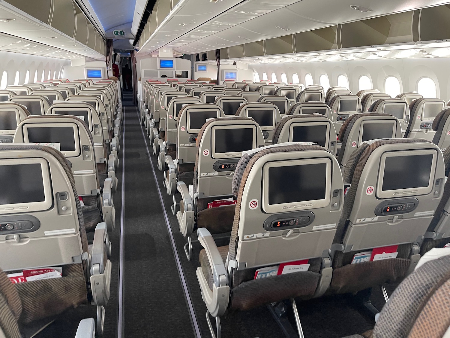 rows of seats in an airplane