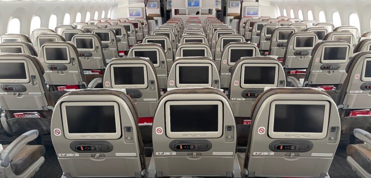 rows of seats in an airplane