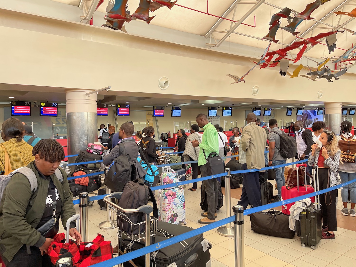 a group of people in a terminal