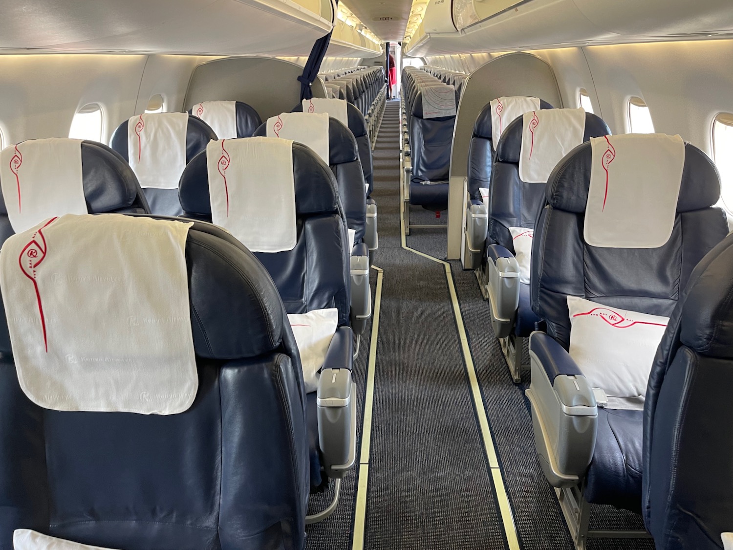 a row of seats in an airplane