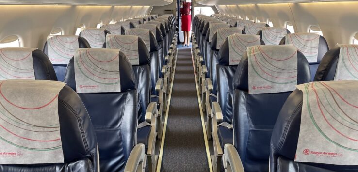 a row of seats on an airplane