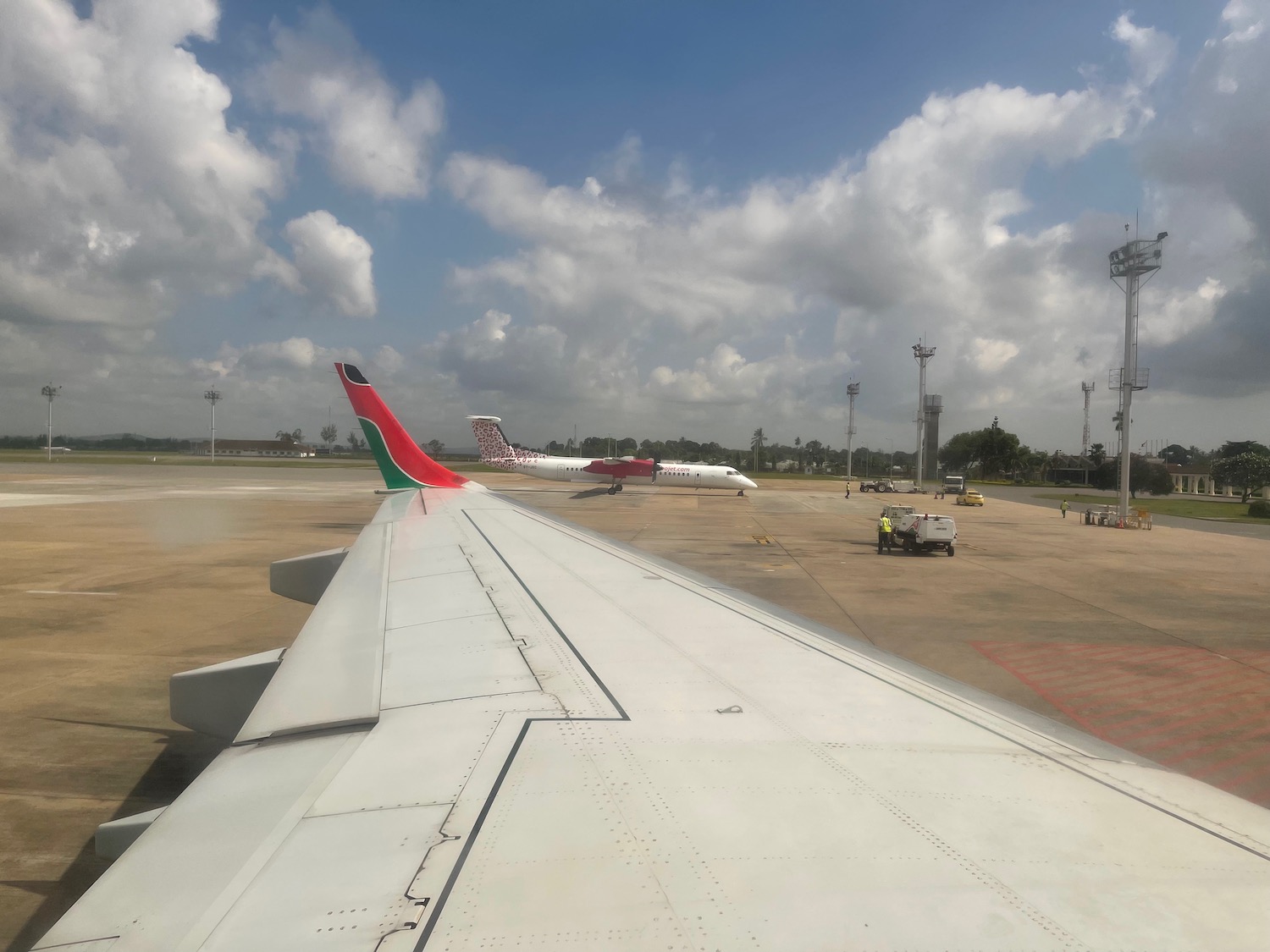 an airplane wing on the ground