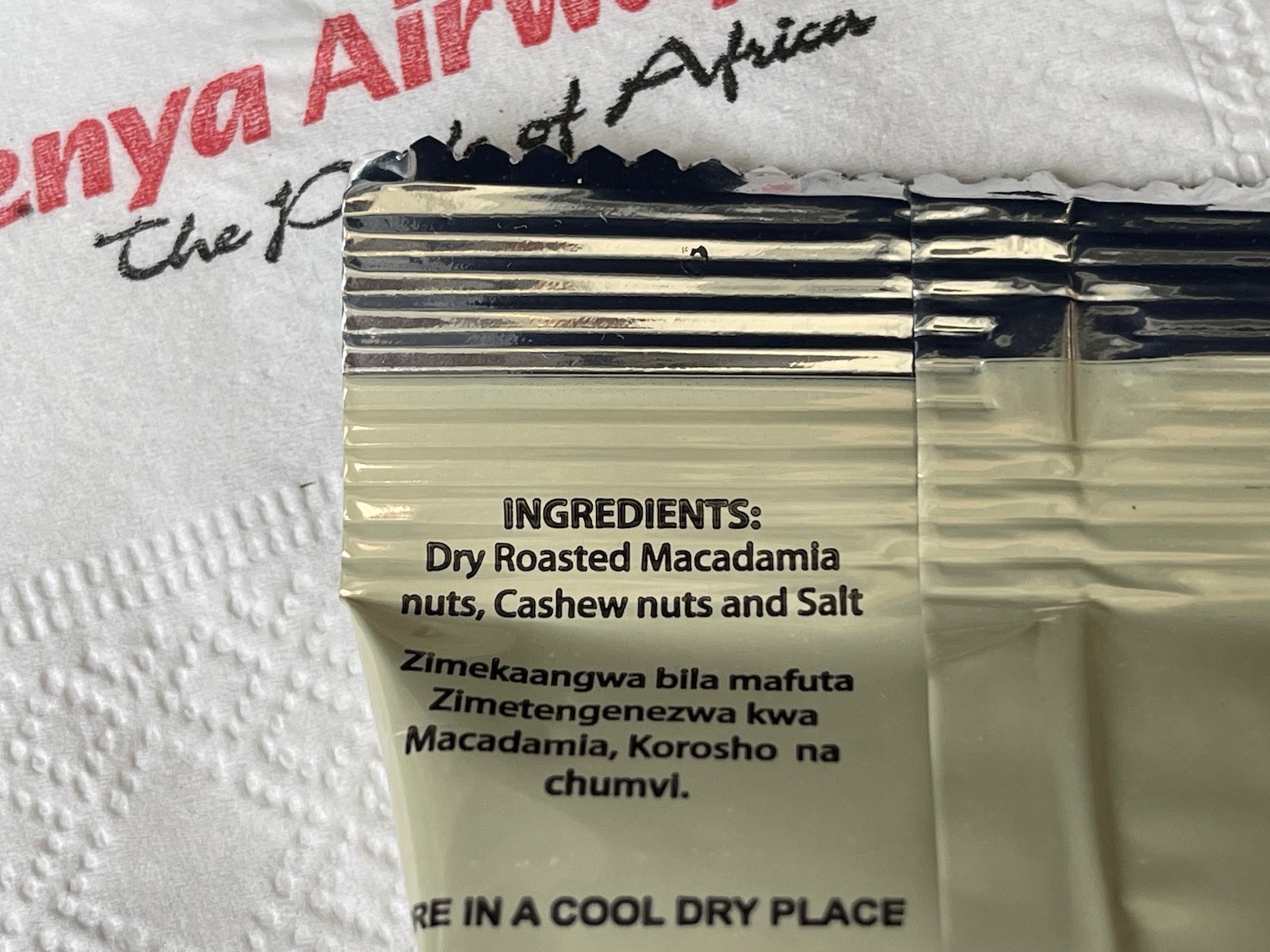 a packet of dry spices on a towel