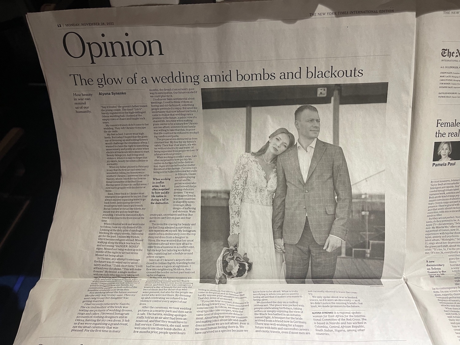 a newspaper with a picture of a man and woman