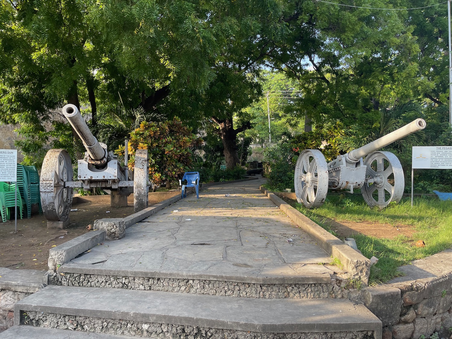 two cannons on a walkway