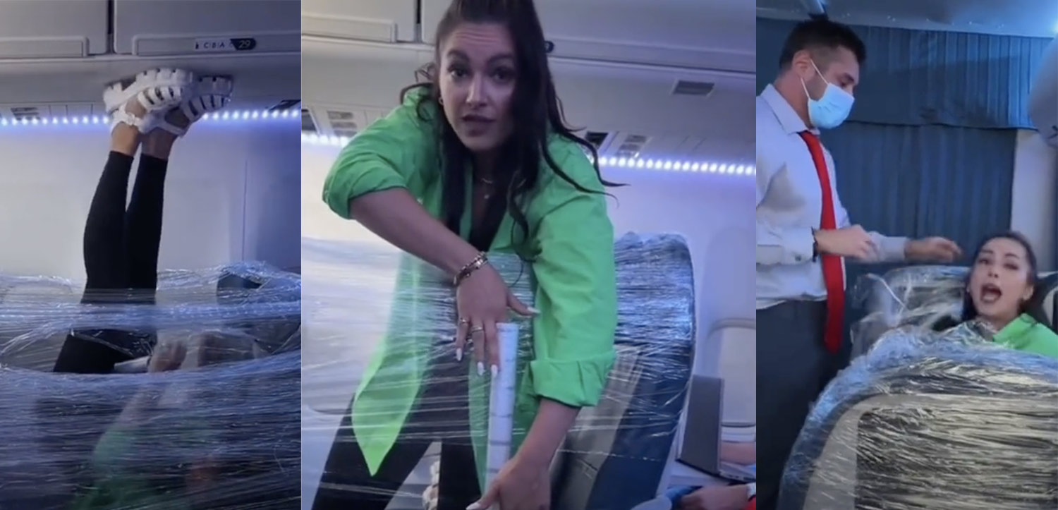So Odd: Woman Insulates Her Row With Plastic Wrap Before Flight ...
