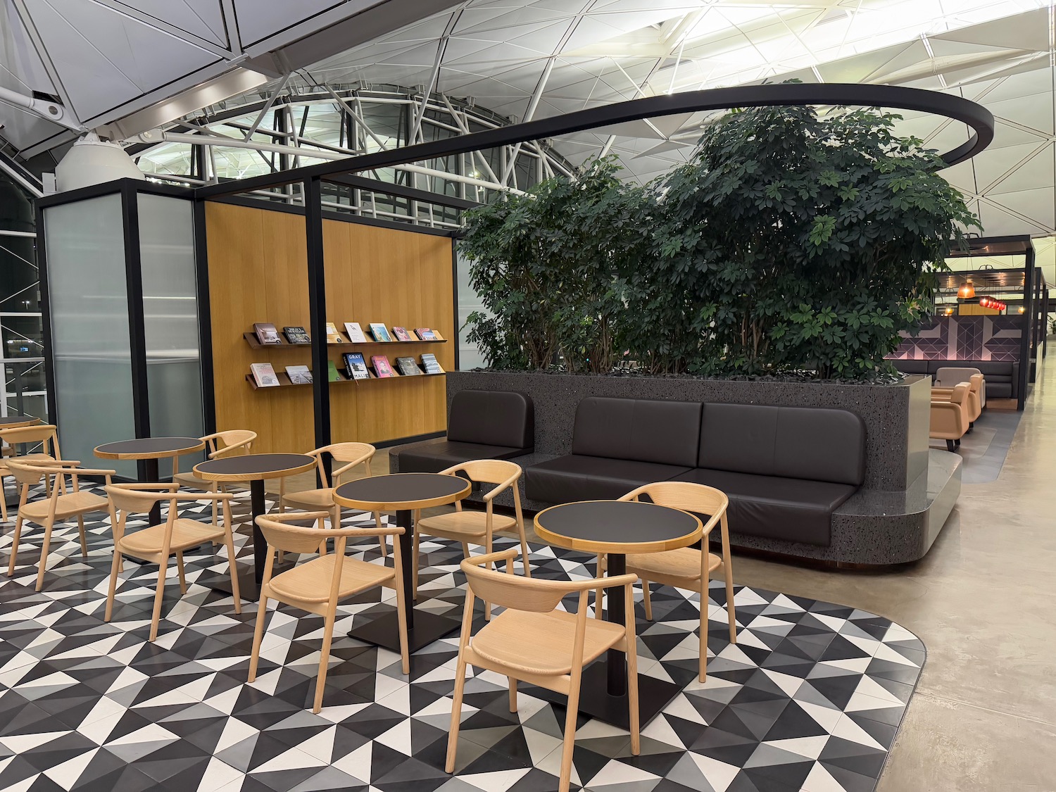 a room with tables and chairs